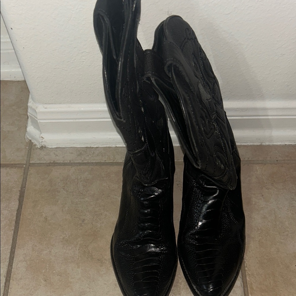 Black Men’s Western Knee-High Boots.     CUADRA